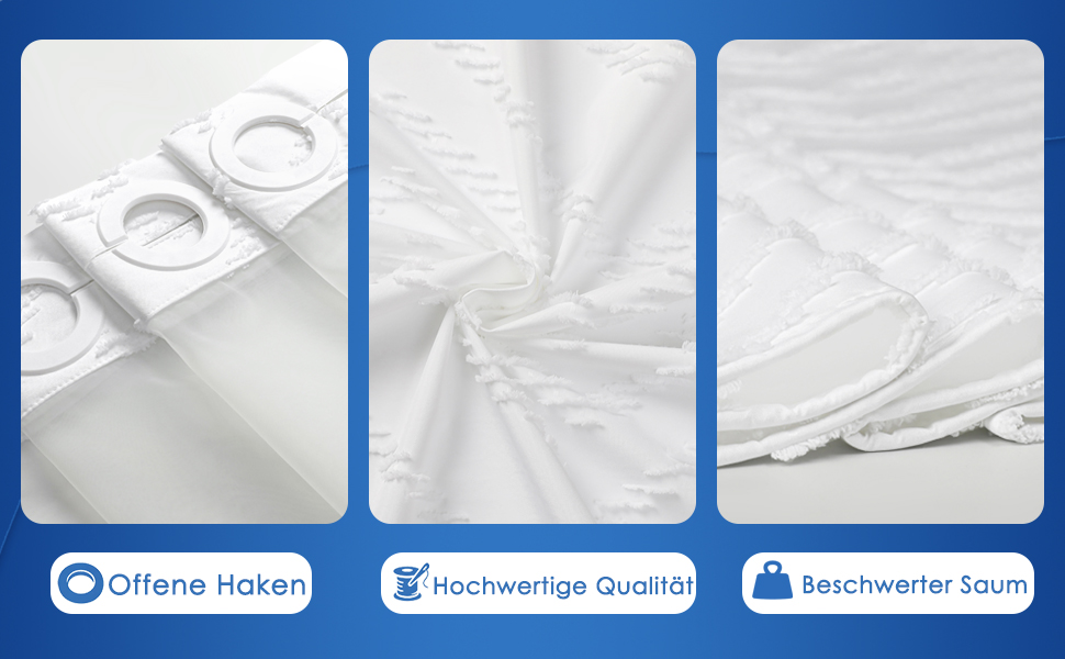 Водонепроникна штора для душу з тканини 180x190 см, 260 GSM, сіра (сітка-бохо-біла). Преміум-якість, антигрибкова, з 10 кільцями, стиль готелю/SPA, машинне прання