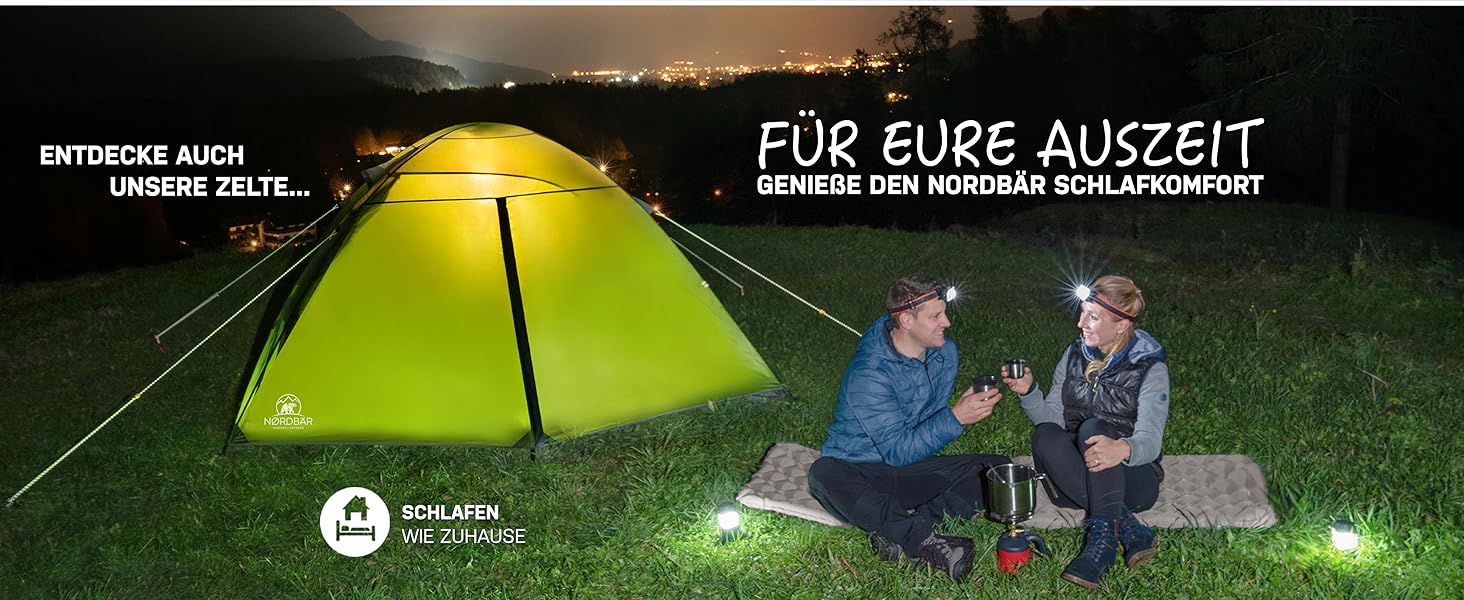 Nordbär Inflatable Camping Sleeping Pad - Ultralight & Compact | Air Mattress for Camping, Outdoor Use & Tent | Grey Sleeping Pad with or without Pillow