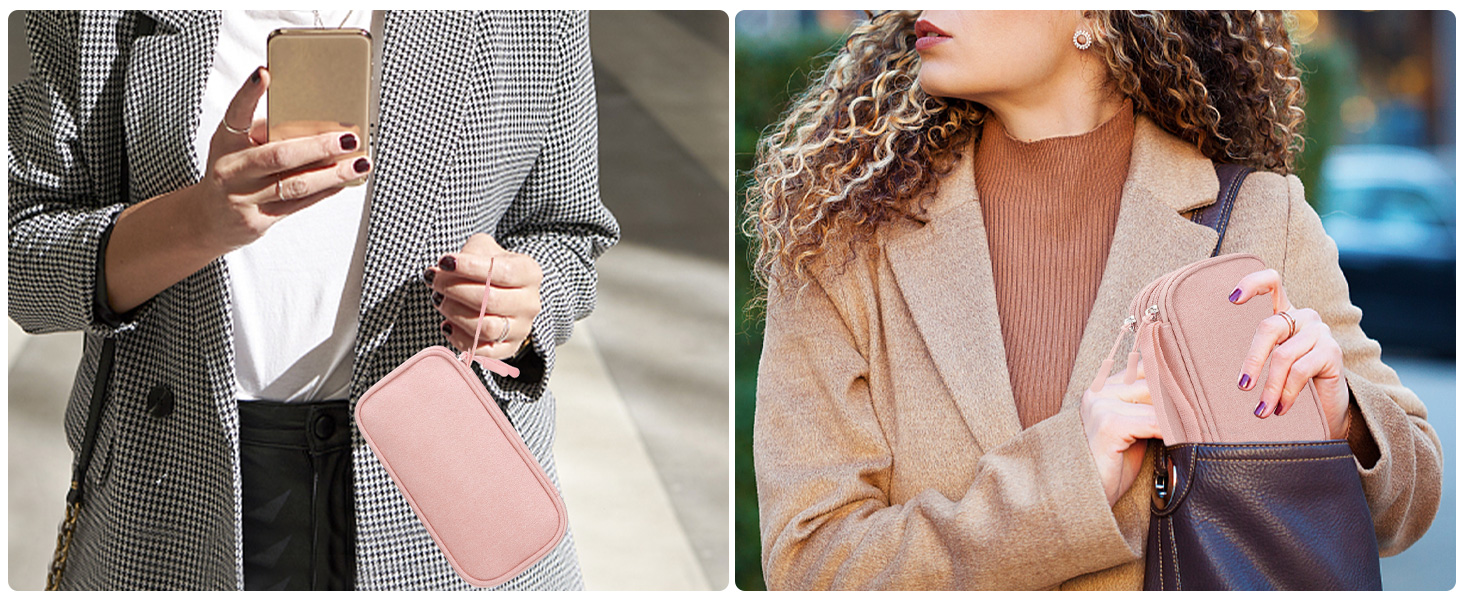 Органайзер для аксесуарів Lacdo: чохол для флешки, кабелів, USB-накопичувачів (рожевий)