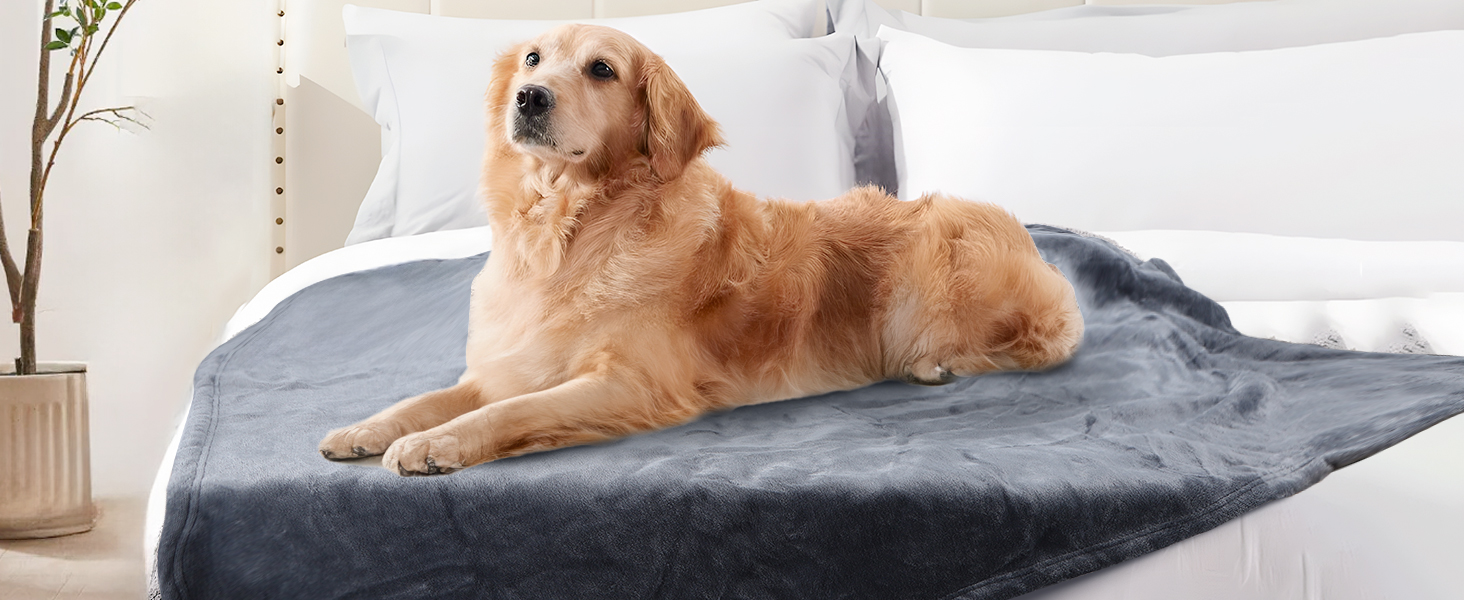 Водонепроникний коврик для собак Nobleza, XXL (203 x 152 см), м'який та пухнастий, для дому та вулиці, підходить для котів, можна прати в пральній машині, двосторонній чохол для дивану, сірий