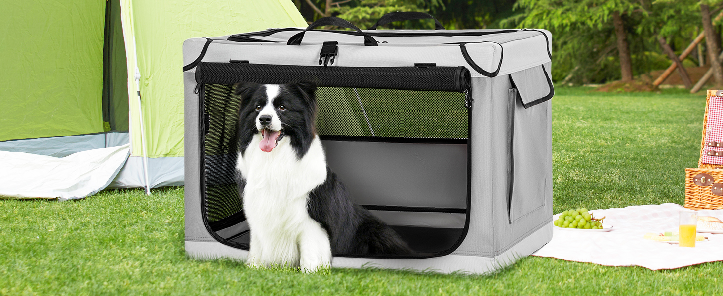 Клітка для собак Petsfit, складана, середнього та малого розміру, сіра, 76x50x49 см