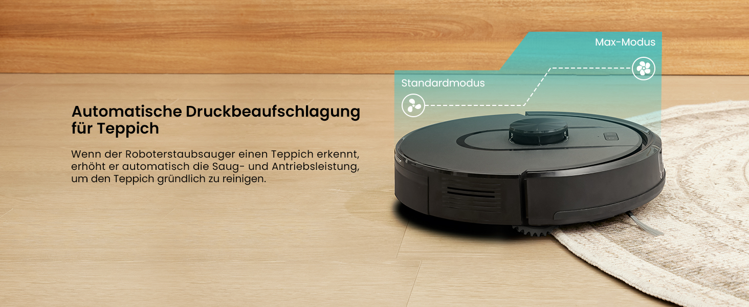 Робот-пилосос Vexilar з функцією миття підлоги, 8000Pa, LiDAR-навігація, 150 хв роботи, 15 зон заборони, керування через додаток, для тварин та килимів (W11)