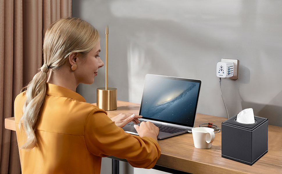 Скляна коробка для серветок прямокутної форми, тримач для косметичних серветок, органайзер для туалетного столика, ванної кімнати, авто, офісу, вінтажний стиль (чорний)