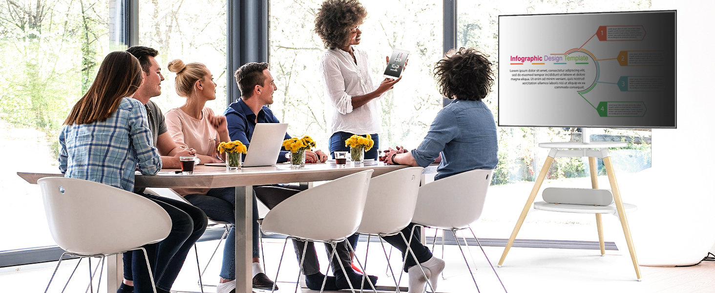 Підставка для телевізора 5Rcom Weiß з 2 полицями 32-65 дюймів, дерев'яна, поворотна, регульована по висоті, VESA 400x400, до 40 кг