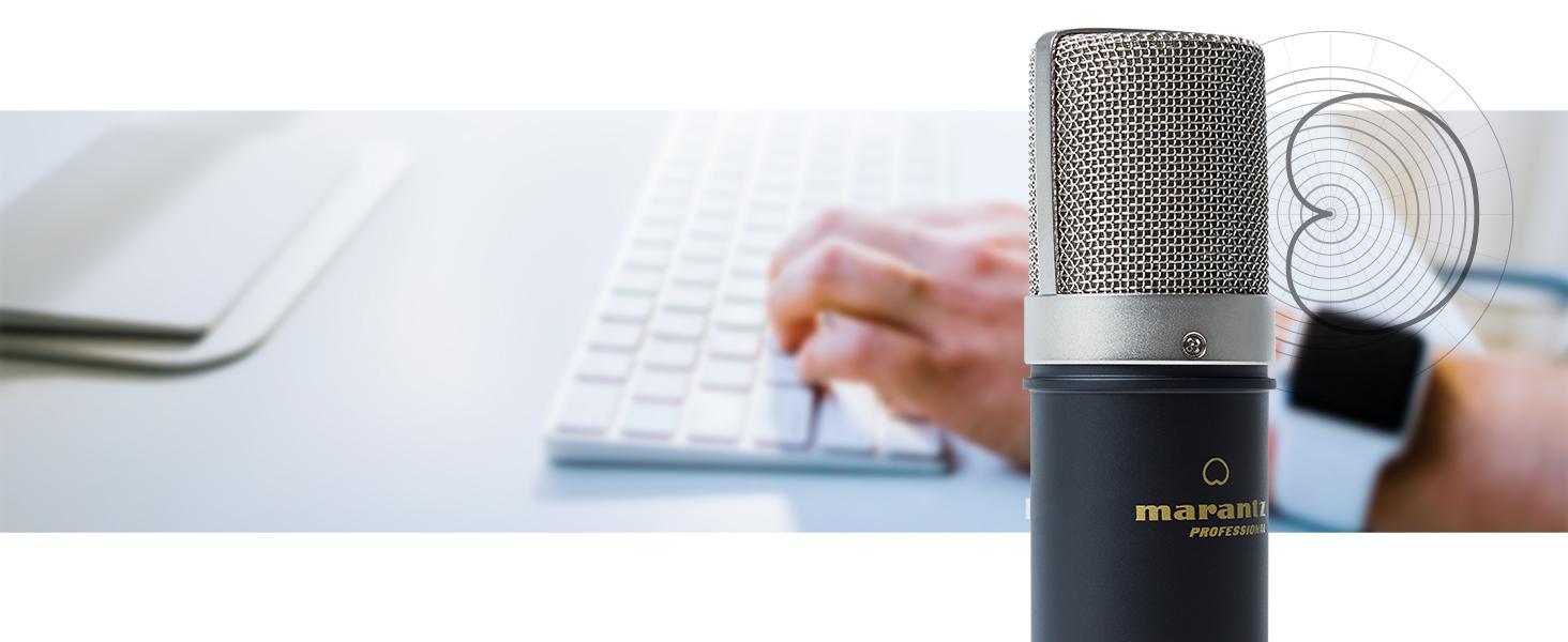 Мarantz Professional MPM1000 - XLR конденсаторний мікрофон з поп-фільтром, підвісом, штативом та XLR кабелем для дому/студії