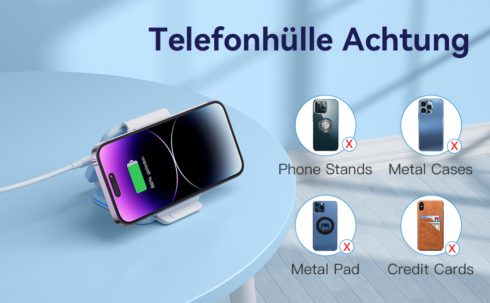 3-в-1 Бездротова зарядка для Apple Watch, iPhone та AirPods (блакитна)