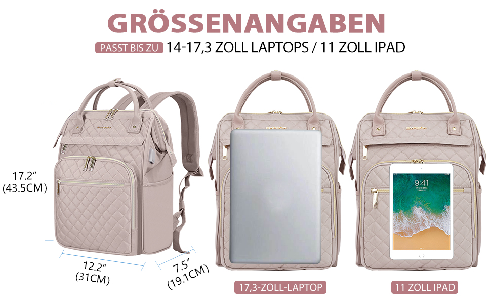 Жіночий рюкзак EMPSIGN з відділенням для ноутбука 17 дюймів: стильний рюкзак для роботи, навчання та подорожей, чорний, рожевий