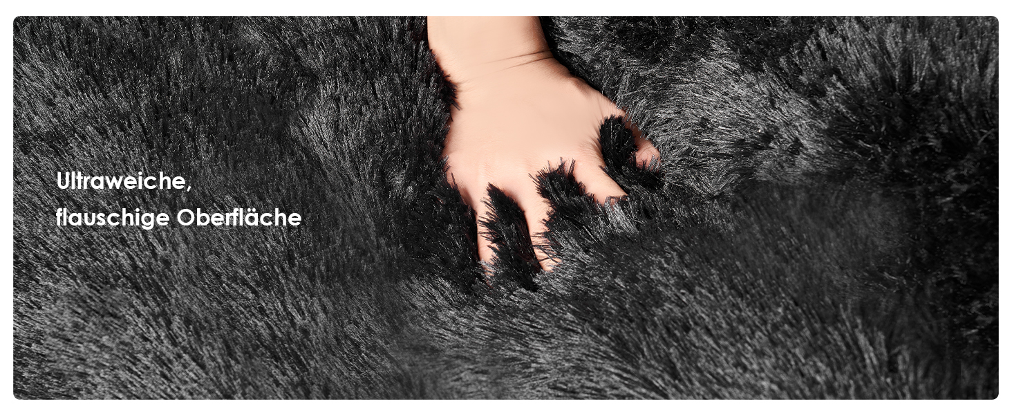 М'яке ліжко для собак EHEYCIGA, 60x45 см, чорне, з довгим плюшем, миється, не слизьке