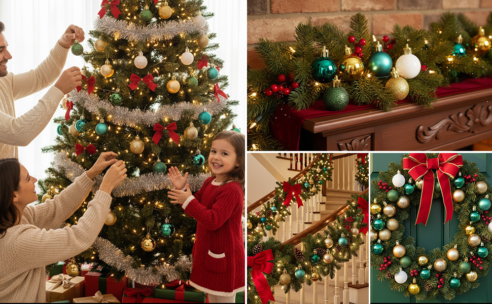 Набір прикрас для ялинки Agoer 100 шт. - кульки для ялинки з блискітками, пластикові, блакитні. Набір ялинкових прикрас для святкування Різдва та Нового року (зелені, золоті, білі, 3-4 см)