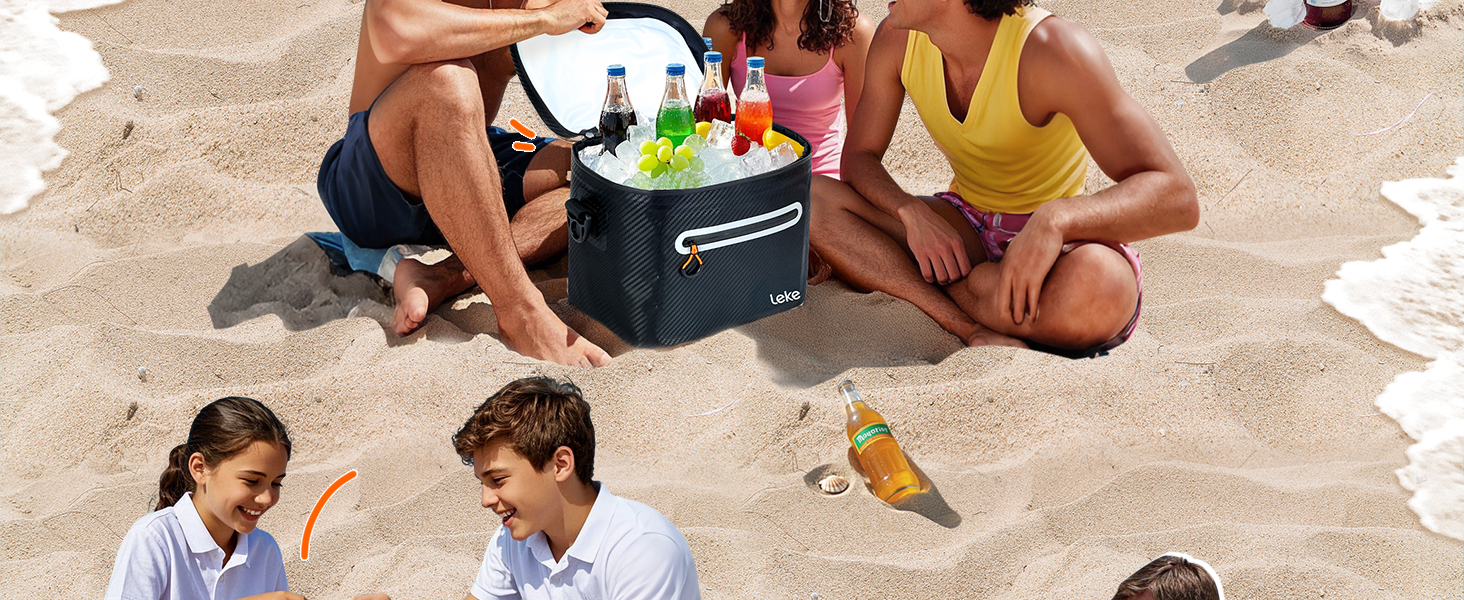 Lekesky 12/20L Ізольована Холодильна Сумка – Переносна Сумка для Пікніків, Походів, Пляжу, Барбекю, Чорна 12/20L