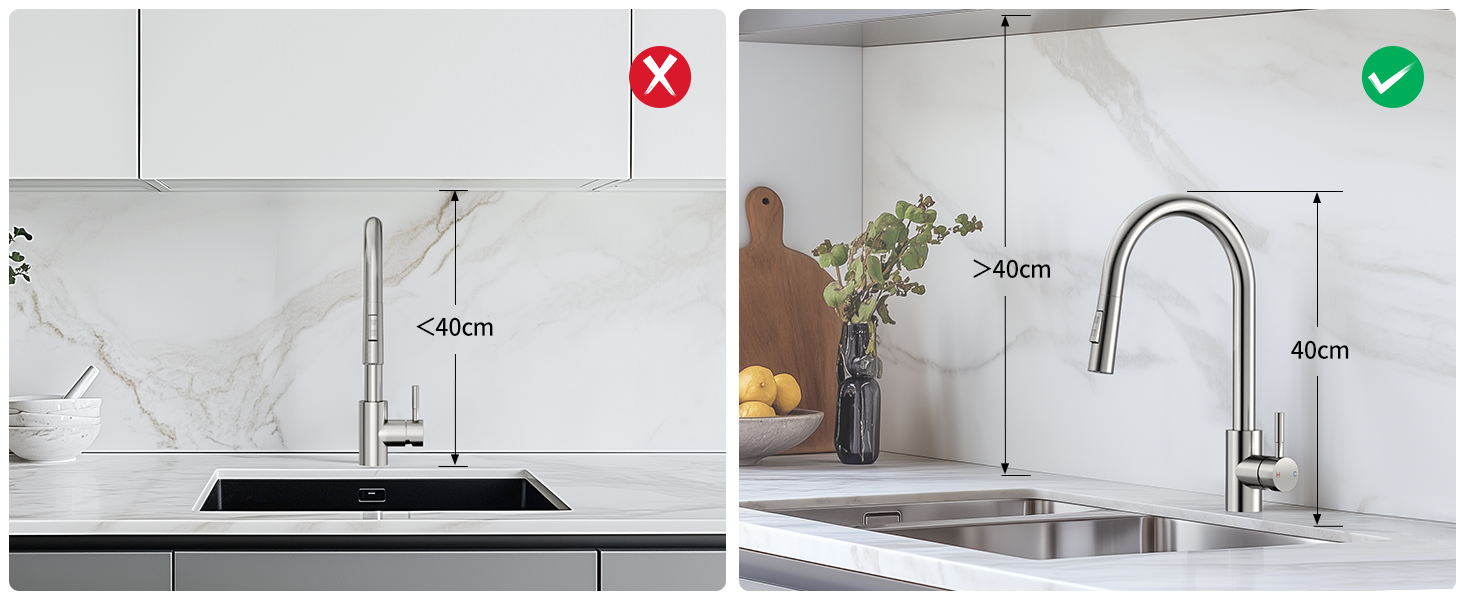 Кран кухонний Rainsworth з висувною лійкою та душем, 360° поворот, нержавіюча сталь, висота 56 см