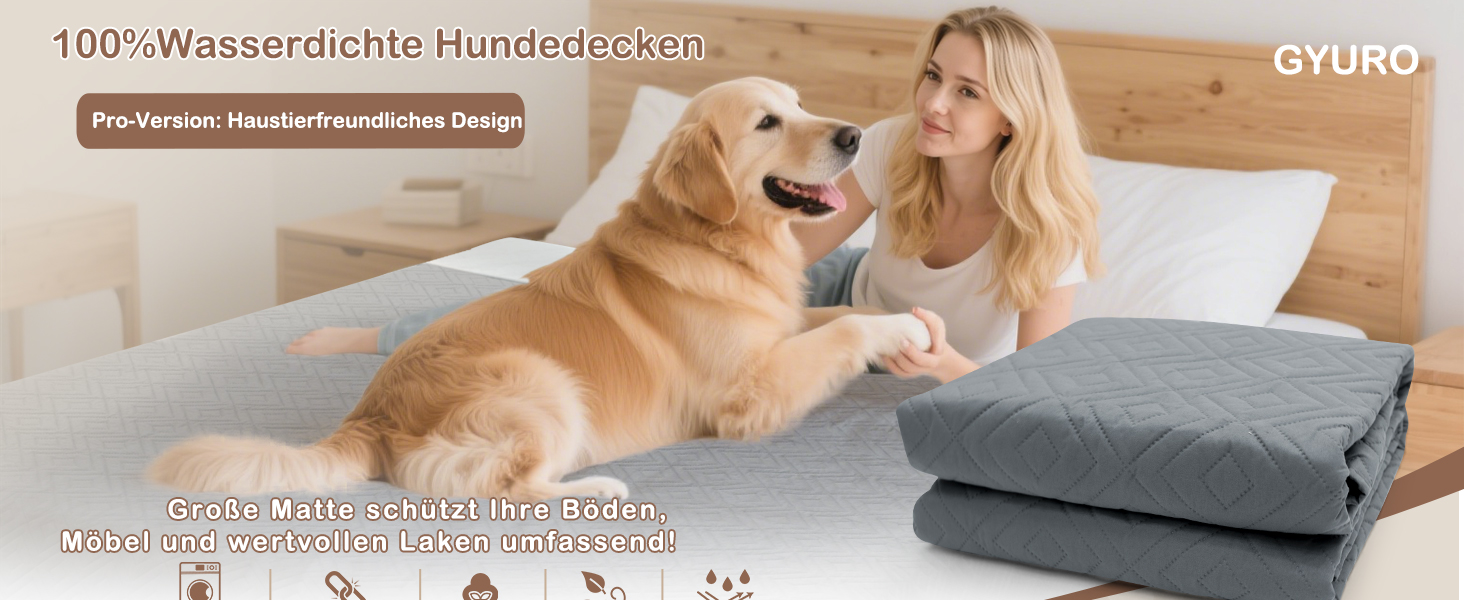 Водонепроникний килимок для собак GYURO, двосторонній, міцний, для дивану та ліжка, можна прати, для собак та котів (77*178CM, 208*208CM), сірий