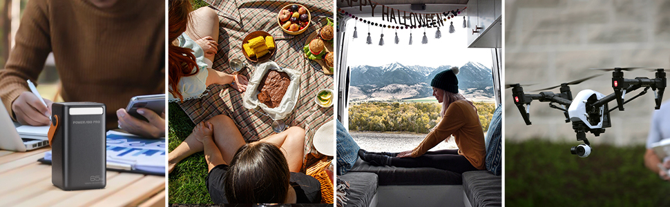 Powerbank 65W з USB-C, 50000mAh, LED дисплеєм, для ноутбуків, MacBook, телефонів (Samsung S23), чорний