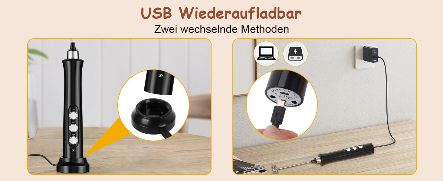 Електричний пінозбивач для молока FITNATE USB, 3 швидкості, 2 вінчики, глечик для кави, лате, капучино, 12V, для гарячого шоколаду