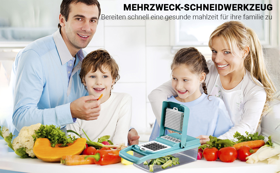 Мандоліна для нарізки овочів ADOV 12-в-1: мультифункціональний овочевий слайсер з захистом рук, з регульованою нержавіючою сталлю, для нарізки цибулі, джулієну та подрібнення картоплі, сиру, фруктів – сірий