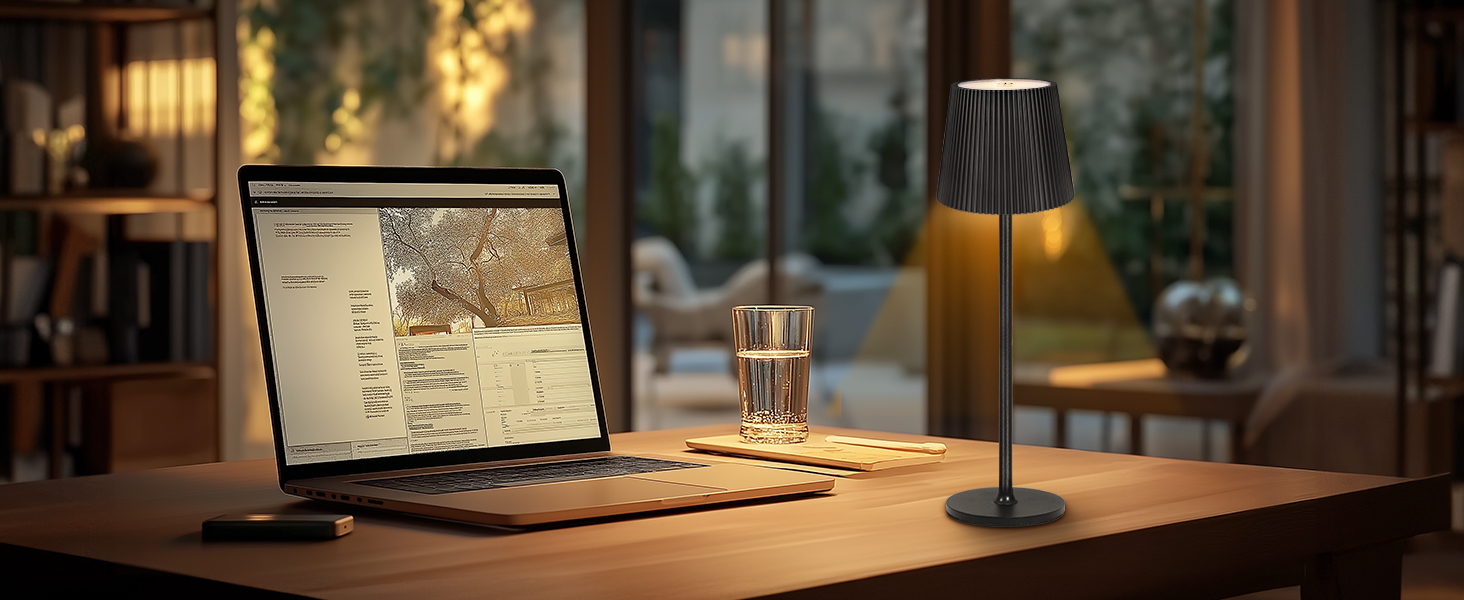 LED-лампа настільна бездротова диммируемая чорна з USB-C, сенсорна лампа з 3 колірними температурами, плавною регулюванням яскравості, регульованою висотою, IP54 вологостійка для внутрішнього/зовнішнього використання, чорна (нова версія)