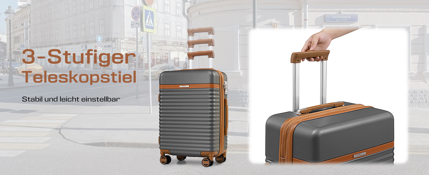 Набір валіз Joyway 5шт з ABS пластику, розширюваний, з TSA-замком, 4 колеса, сірий. Включає: валіза, сумка, кульок