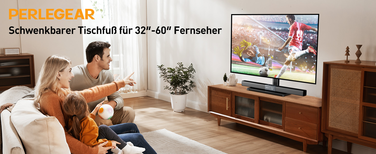 Підставка для телевізора Perlegear: поворотна, для OLED/LCD/LED, 26-60 дюймів, до 40 кг, VESA 400x400 мм, регулювання висоти