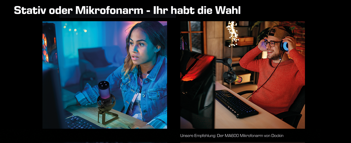 DOCKIN® MP2000: USB мікрофон-конденсатор для ПК, геймінгу, подкастів та стрімінгу - професійний мікрофон з підставкою для запису звуку з чудовою якістю звуку (130dB)