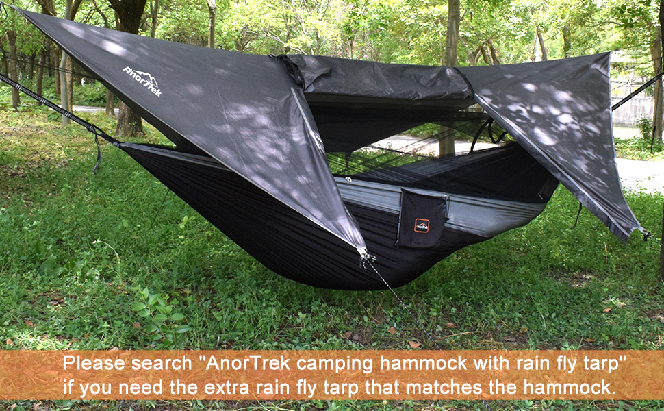 Гамак для кемпінгу з москітною сіткою, подвійний та одинарний, з ременями для дерев та карабінами, гамак-парашут для кемпінгу, подорожей та піших прогулянок, блакитний/темно-синій, 300 x 200 см