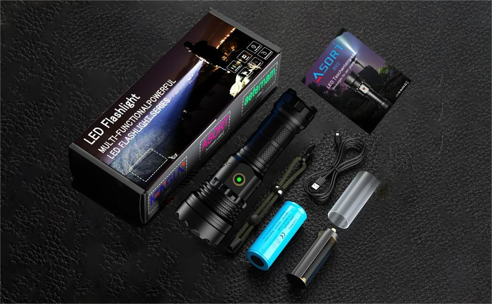 LED ліхтарик ASORT Mini 5000 Lumen: 5 режимів, магніт, водонепроникність IPX6, для кемпінгу та активного відпочинку