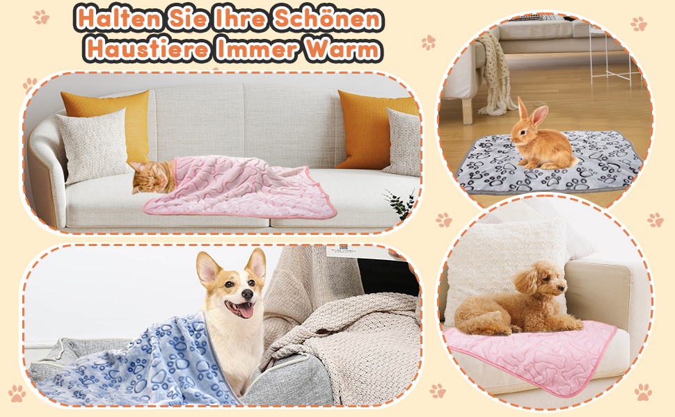 М'яка ковдра для собак та котів, 3 шт. у наборі, 110x80 см та 80x100 см, миюча, фланелева, для дому та подорожей