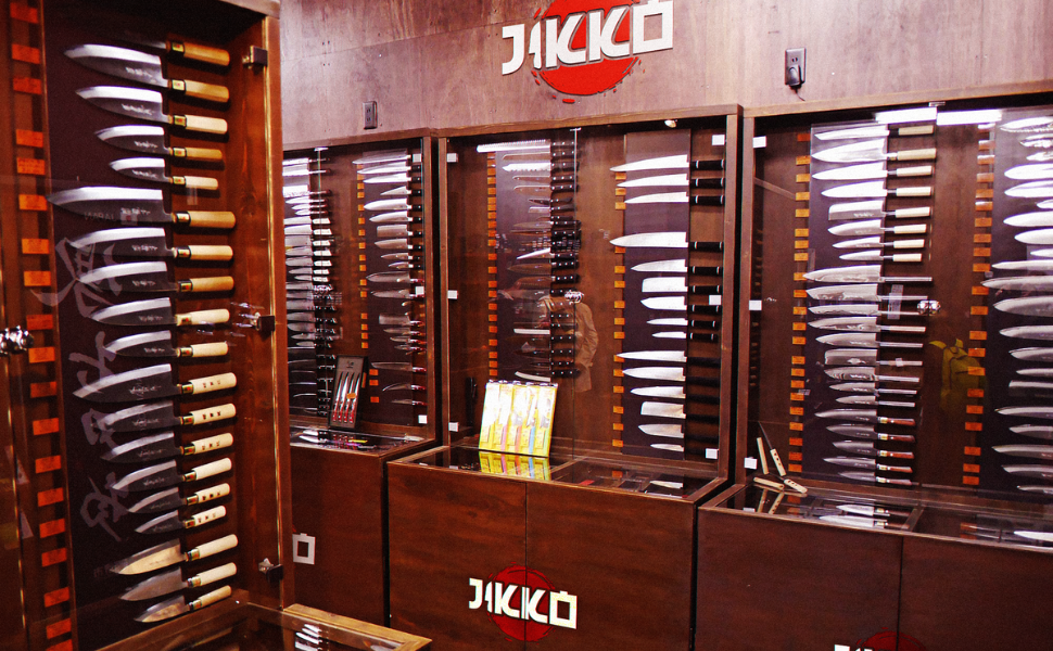 Набір кухонних ножів JIKKO® з японської сталі AUS-6 – повний набір кухонних ножів преміум-класу з ручками з махагоні та горіха – високоякісні кухонні ножі