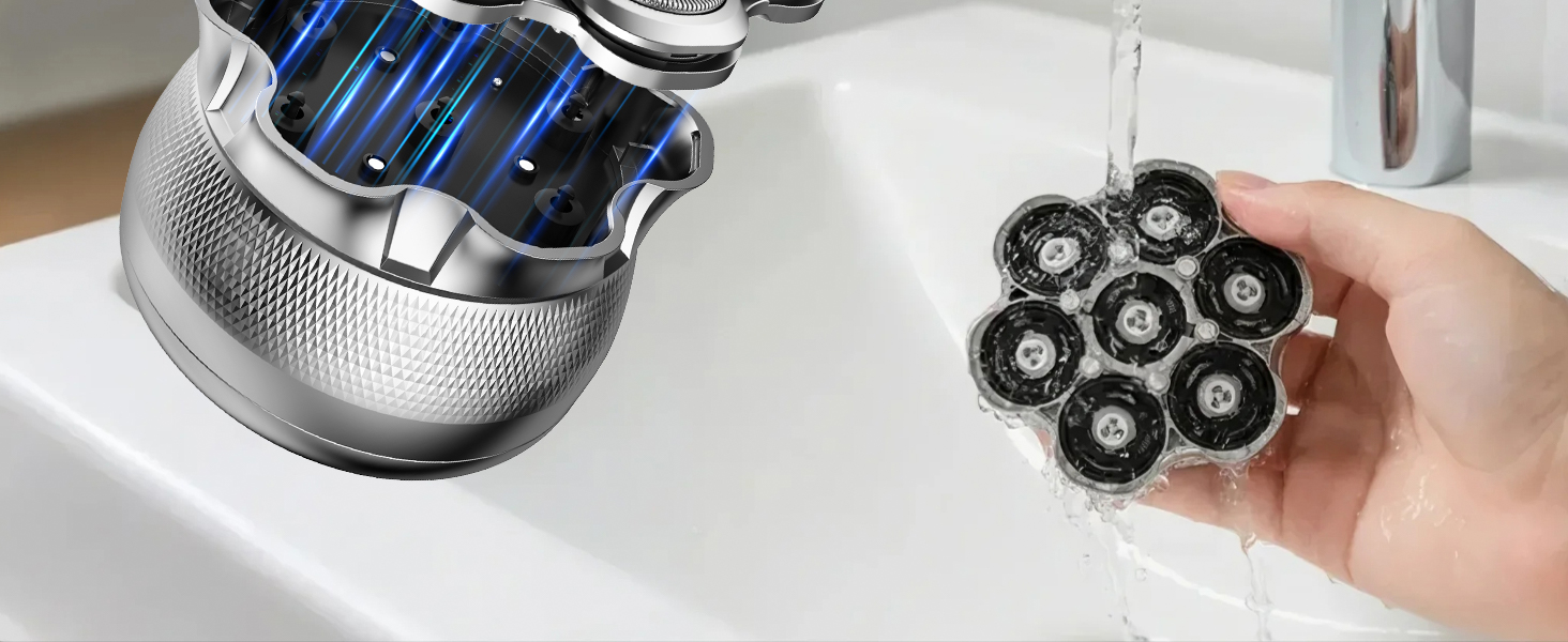 Електрична бритва для гоління голови Glatzen Herren, бездротова, для сухого та вологого гоління, з гнучкою голівкою та магнітною насадкою