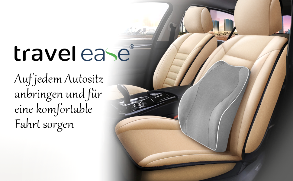 Подушка для спини Travel Ease з Memory Foam для офісного крісла, сірого кольору