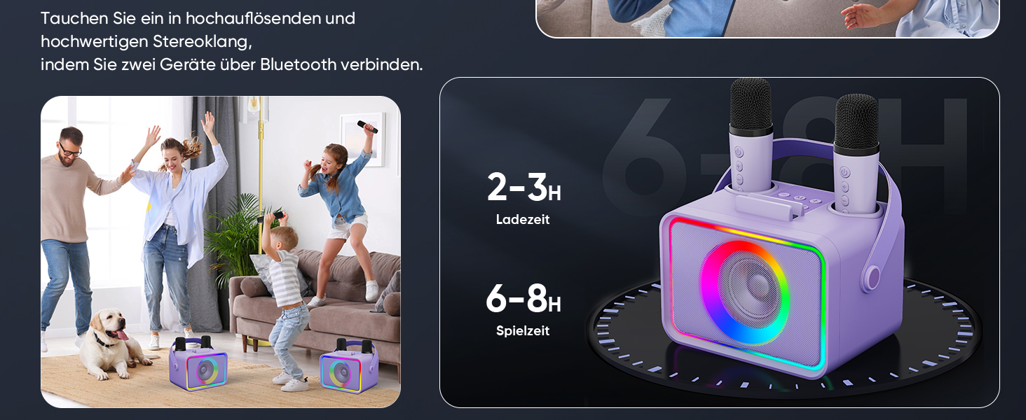 Караоке Машина з 2 Мікрофонами: Портативна Bluetooth Колонка для Караоке з Мікрофонами - Ідеальний Подарунок для Дорослів та Дітей