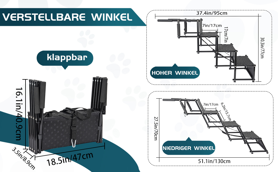 Сходинка для собак OUUTMEE 4-ступінчаста, складана, для автомобілів та SUV, до 80 кг