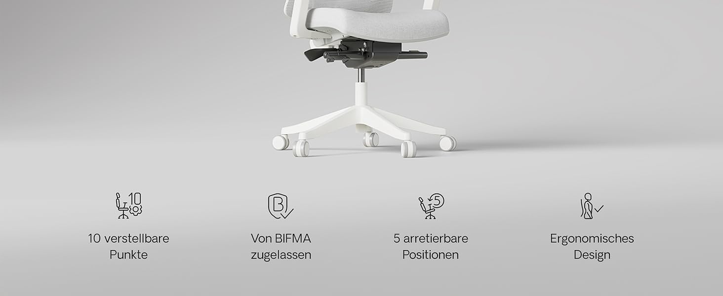 Офісний стіл Desktronic з регулюванням висоти та підтримкою попереку | Комп'ютерний стілець з широким м'яким сидінням (Сірий)