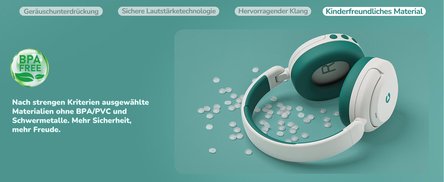 iClever Бездротові навушники з шумозаглушенням для дітей Bluetooth, 60 годин роботи, 80 дBA безпечний рівень гучності, зручна посадка, Bluetooth 5.4, AUX кабель для подорожей, білий/зелений