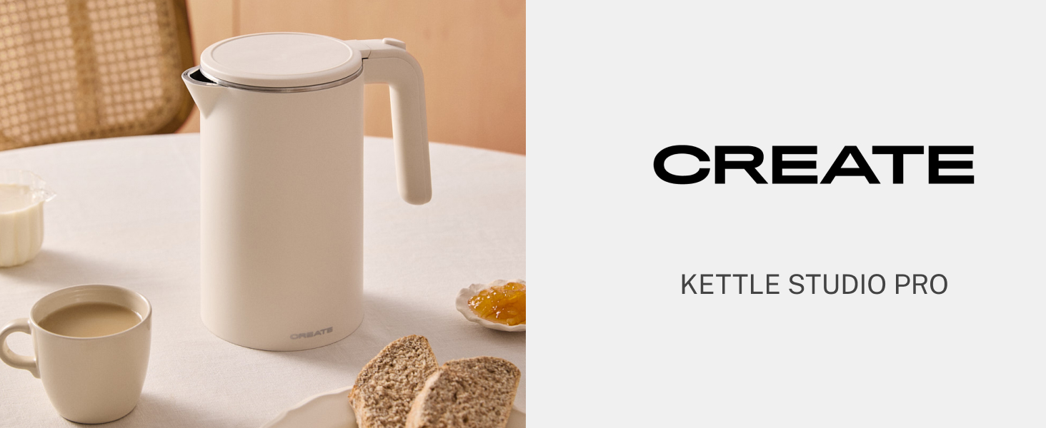 Електричний чайник CREATE/KETTLE STUDIO PRO 1л, пісочний колір. Регулювання температури, підтримання тепла, система зберігання кабелю, автовимкнення, 1000W