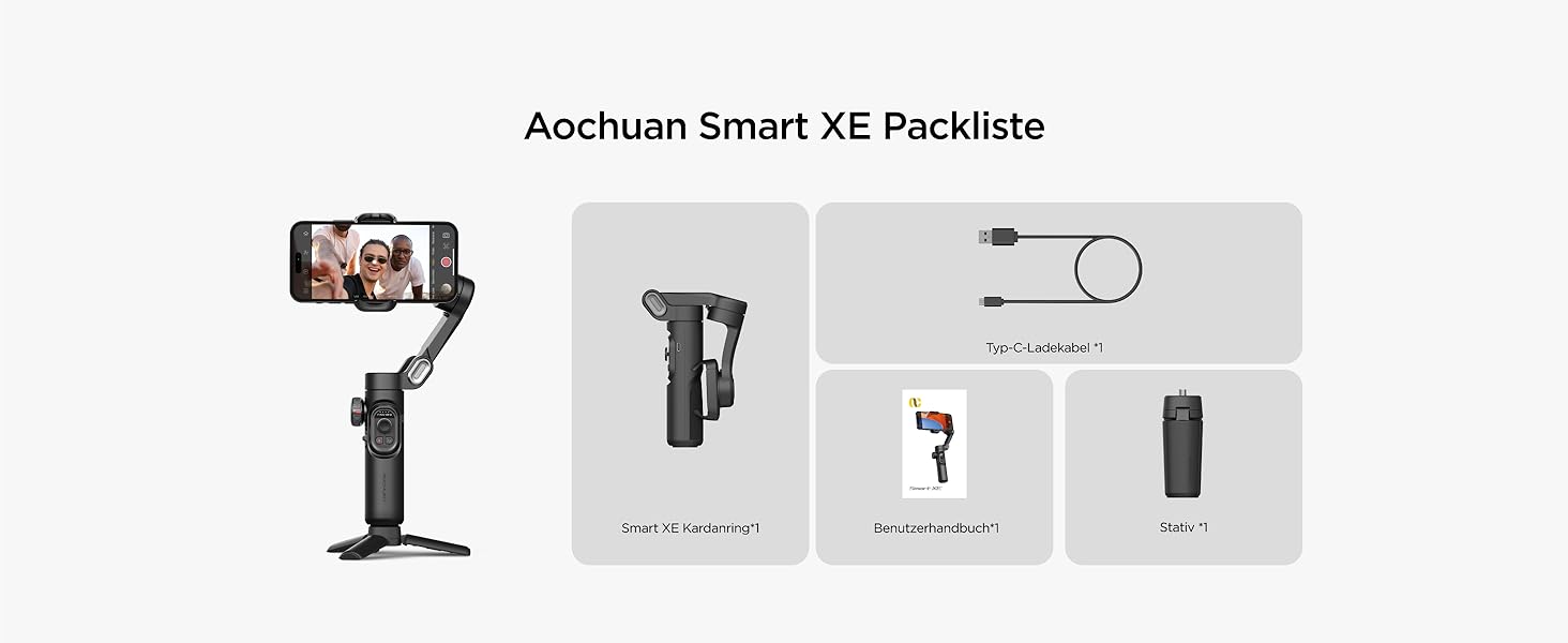 Стабілізатор Gimbal AOCHUAN для iPhone та Android - 3-осьовий, з фокусуванням, трекінг облич/об'єктів, для відеозйомки