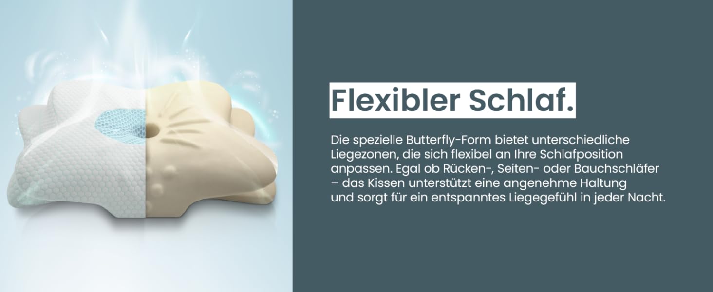 Ортопедична подушка для шиї при болях у шиї з високоякісної піни з пам'яті - Ергономічна подушка для шиї - Подушка для тих, хто спить на боці, на спині та на животі - знімний чохол, придатний для прання при 40°C (61 x 40 x 12, блакитна)