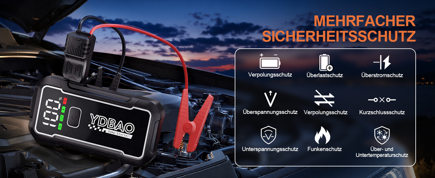 Бустер для автомобіля Starthilfe Powerbank 10000A для 12V авто, пусковий пристрій 9188DE