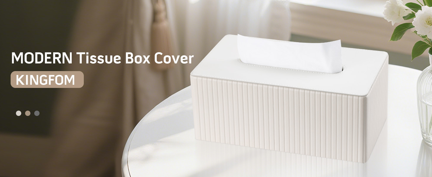 KINGFOM Скляниця для серветок прямокутна, з PU шкіри, бежева - для вітальні, ванної кімнати та офісу