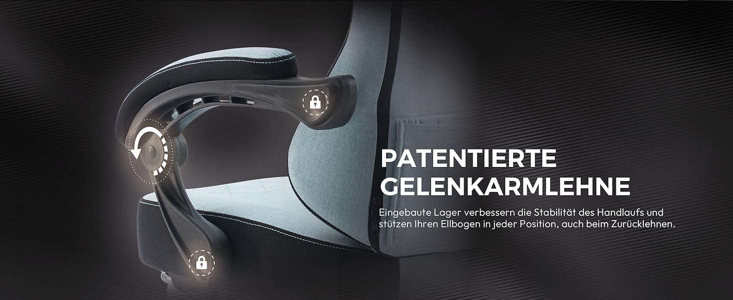 Ігровий крісло Dowinx з тканиною, пружинним сидінням та масажем попереку, з підніжкою для дорослих. Ергономічне, велике та високе крісло для офісу та ігор, до 135 кг, колір - аква