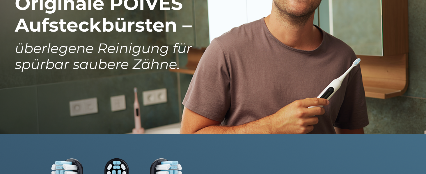 Електрична зубна щітка POIVES P1 Pro з датчиком тиску, 72 000 рухів, гарантія до 4 років, 111 днів без ризику, довга робота від акумулятора, колір Midnight Blue