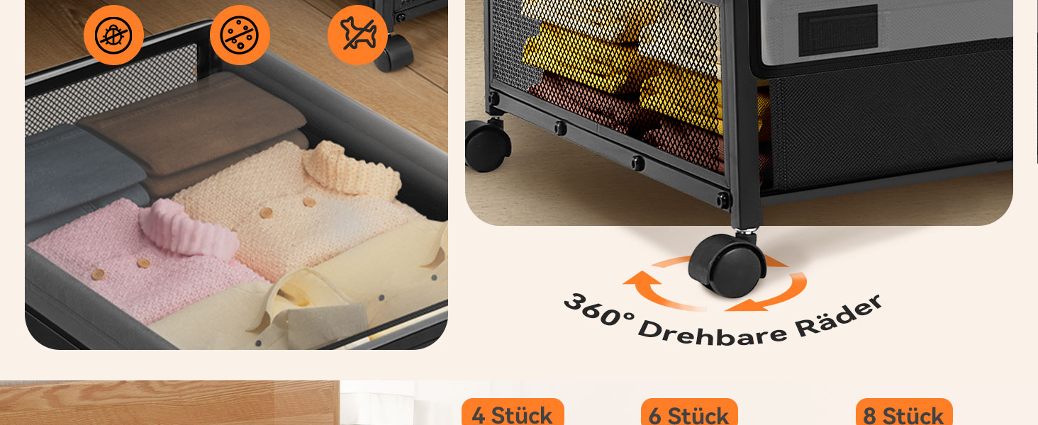 Підліжкова комода з колесами 2 шт., 48 л, ящик для зберігання під ліжком з кришкою та металевим каркасом, складана підліжкова коробка з колесами для одягу, постільної білизни, взуття, 48 л * 2, липучка