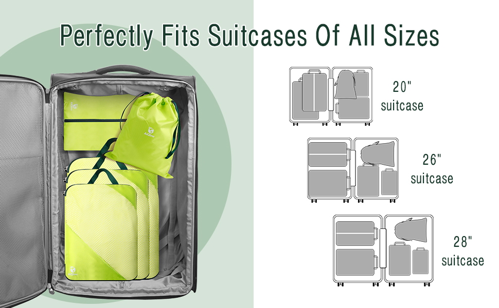 Набір органайзерів для валізи AiQInu: 5 шт. з компресією, для подорожей, з мішечком для взуття та білизни