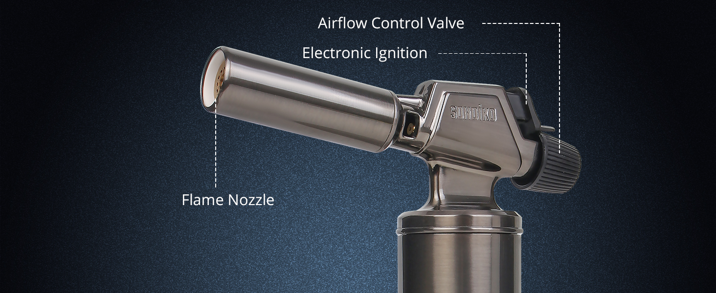 Професійний газовий пальник Sondiko SW-801 Pro для паяння та зварювання, з регулюванням полум'я та вітростійкістю (без бутану)
