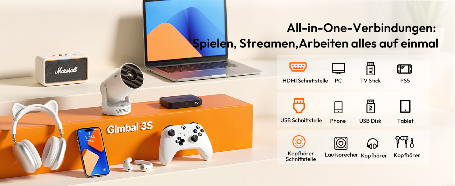 Портативний проєктор Xgody Gimbal 3: 12000 Люмен, Android 11.0, WiFi 6, Bluetooth, 720P HD (підтримка 4K)