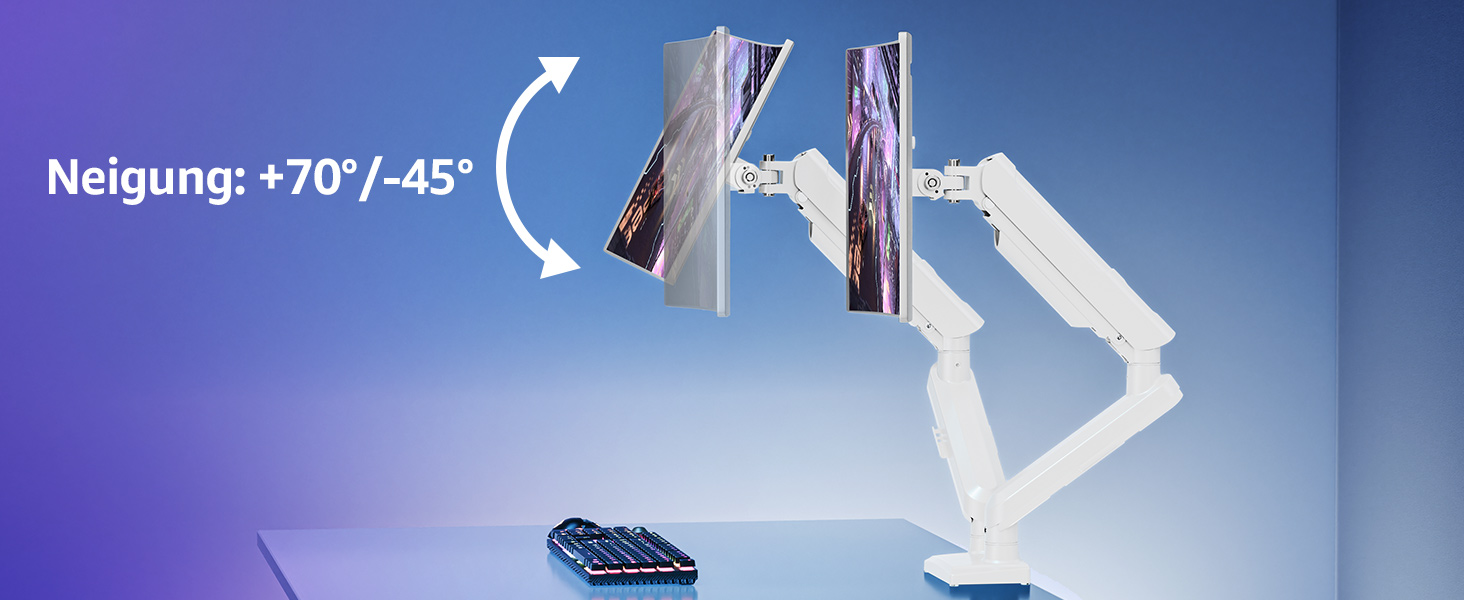 Кріплення для монітора ELIVED EV6012W: підставка для 2 моніторів (13-32 дюйми, 2-9 кг, VESA 75/100mm, регульована, білий)