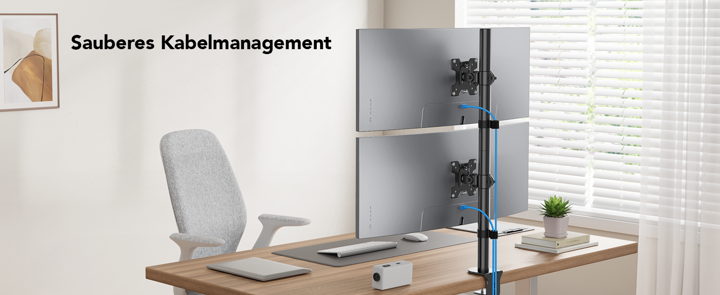 Підставка для монітора HUANUO, 2 монітори, вертикальна, регульована висота, для моніторів 17-32 дюймів, підтримує до 8 кг