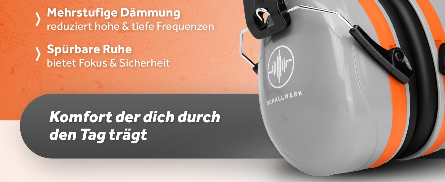 Schallwerk Work+ | Навушники шумозахисні для роботи та повсякденного використання (Помаранчевий)
