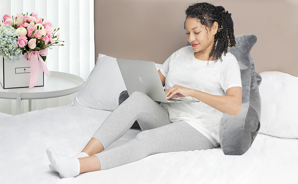 Крісло-мішок для читання та відпочинку на ліжку, сіре. Зручне крісло для дорослих, з підлокітниками, для читання, перегляду телевізора та ігор.