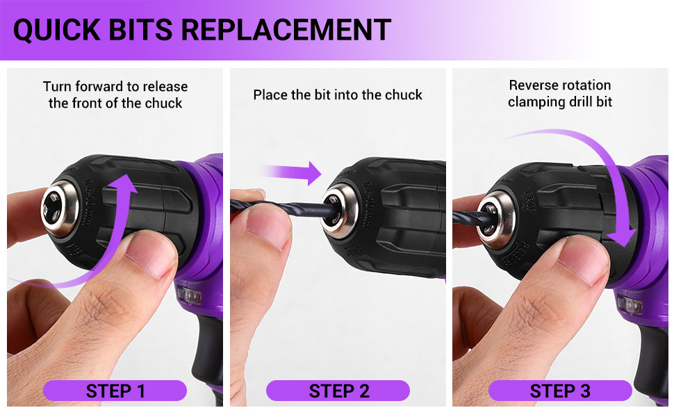 Набір інструментів DEKO 126-tlg. з акумуляторною дрилем: кейс, ящик, професійний набір для дому, офісу та саду, фіолетовий