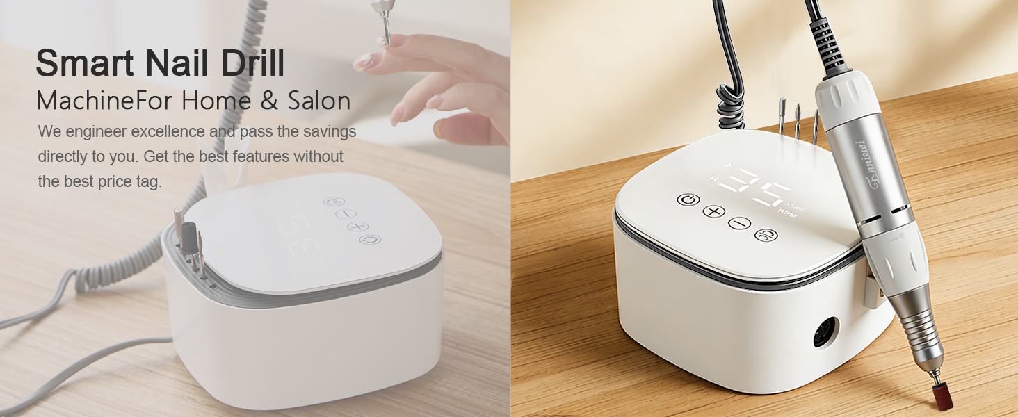 Електричний фрезер для нігтів Nagelfräser 35000 об/хв з LED дисплеєм, 35W, для манікюру та педикюру, білий